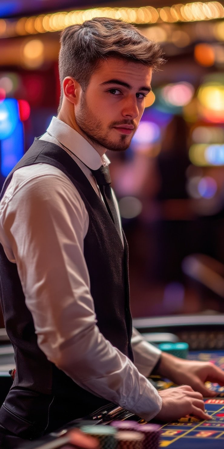 Live studio broadcast showing host, game table, and multi-camera angles on cincin togel